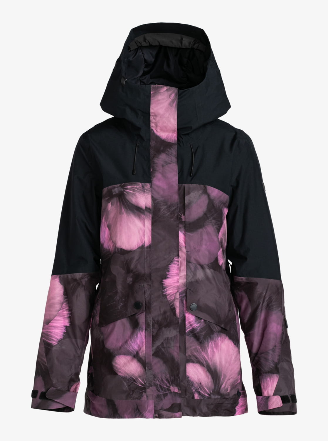 kurtka snowboard damska roxy Damska kurtka snowboardowa Roxy GORE-TEX 2L – wodoodporna, ocieplana  PrimaLoft, ekologiczna, czarna w kwiaty