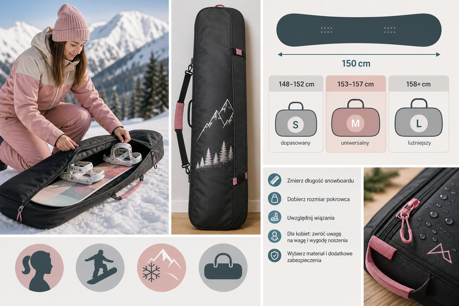 Pokrowiec na snowboard 150, damski i uniwersalny – jak dobrać rozmiar?